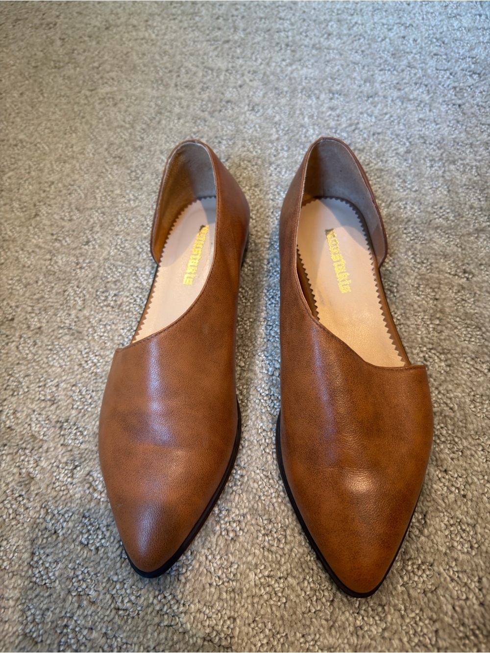 Brown Pointed Toe D'Orsay Flats - Women's